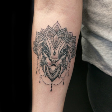 lion petra mandala dotwork linework best tattoo perth parlor ink primitive