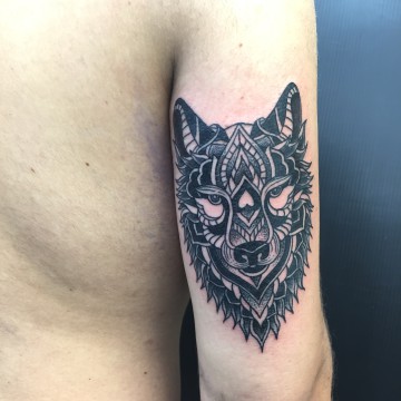 wolf mandala arm travis linework best tattoo perth parlor ink primitive