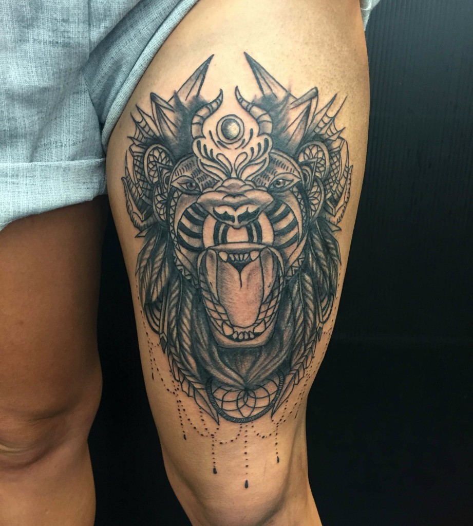 Mandala Lion Tattoo on Back - Ace Tattooz