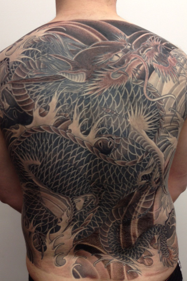 marc pinto primitive tattoo perth great snake tradtional colour ink tattooinspiration deisgn creative artist dragon backpiece
