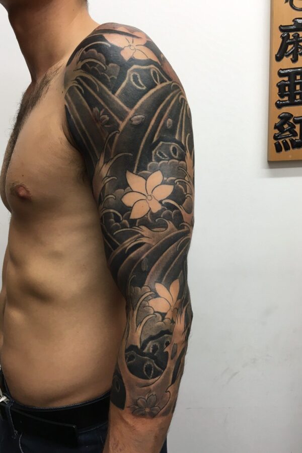 Japanese colour snake cherry blossom tattoo – Primitive Tattoo Perth