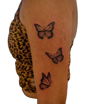 Fine line butterfly arm tattoos – Primitive Tattoo Perth