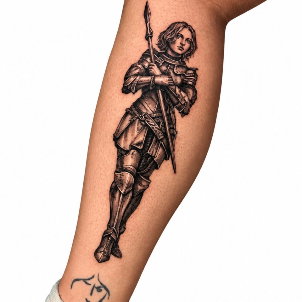 Black and grey knight forearm tattoo by Artem, Primitive Tattoo Perth