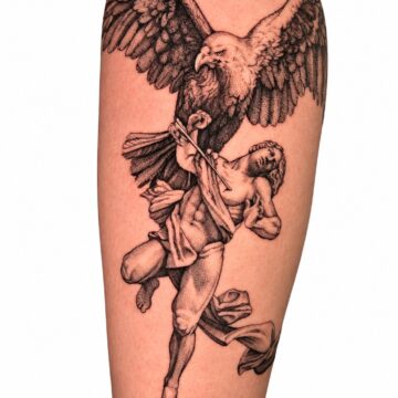 Eagle and Ganymede Greek mythology forearm tattoo – Primitive Tattoo Perth