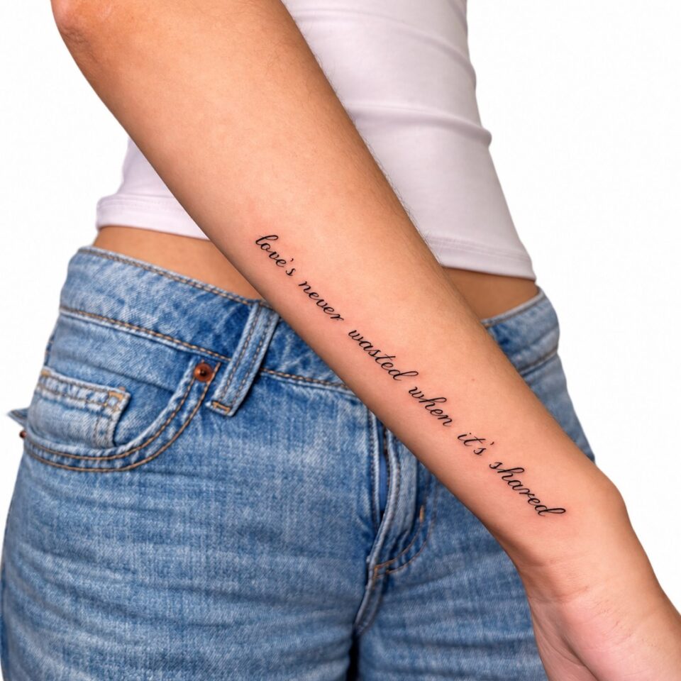 Fine line script forearm tattoo – Primitive Tattoo Perth