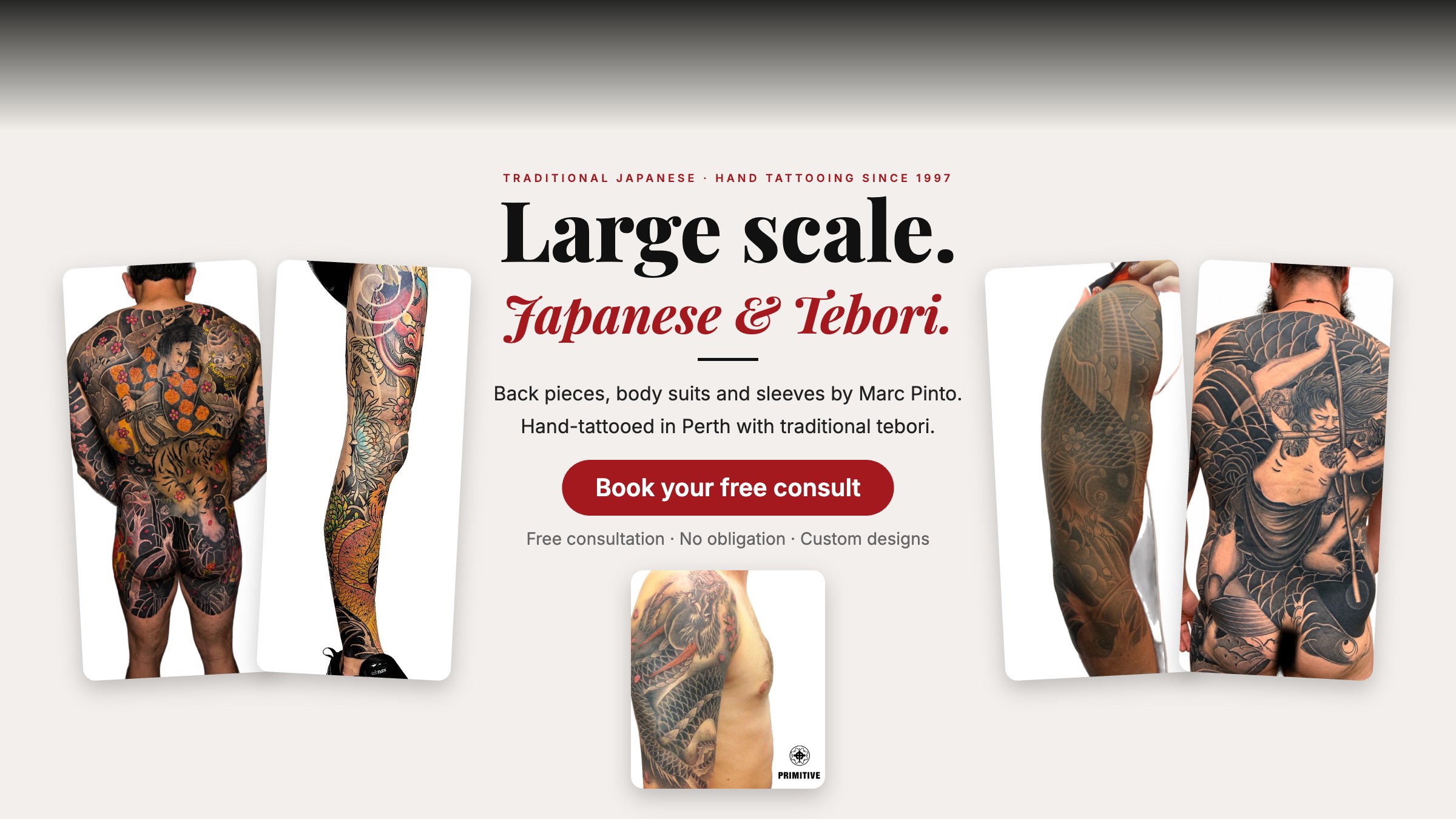 Large scale Japanese and Tebori hand tattooing by Marc Pinto – Primitive Tattoo Perth