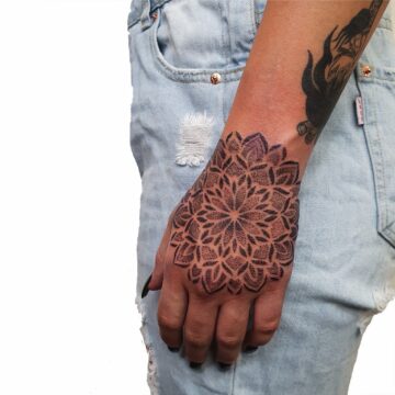 Mandala and fine line tattoo – Primitive Tattoo Perth