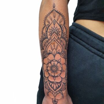 Mandala and fine line tattoo – Primitive Tattoo Perth
