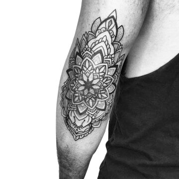 Mandala and fine line tattoo – Primitive Tattoo Perth