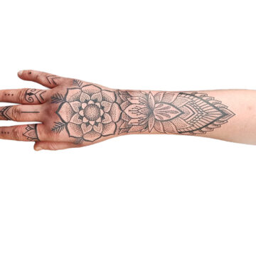 Mandala and fine line tattoo – Primitive Tattoo Perth