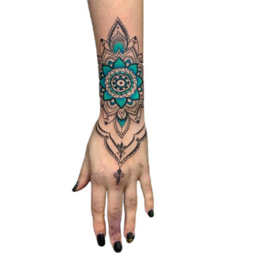 Mandala and fine line tattoo – Primitive Tattoo Perth