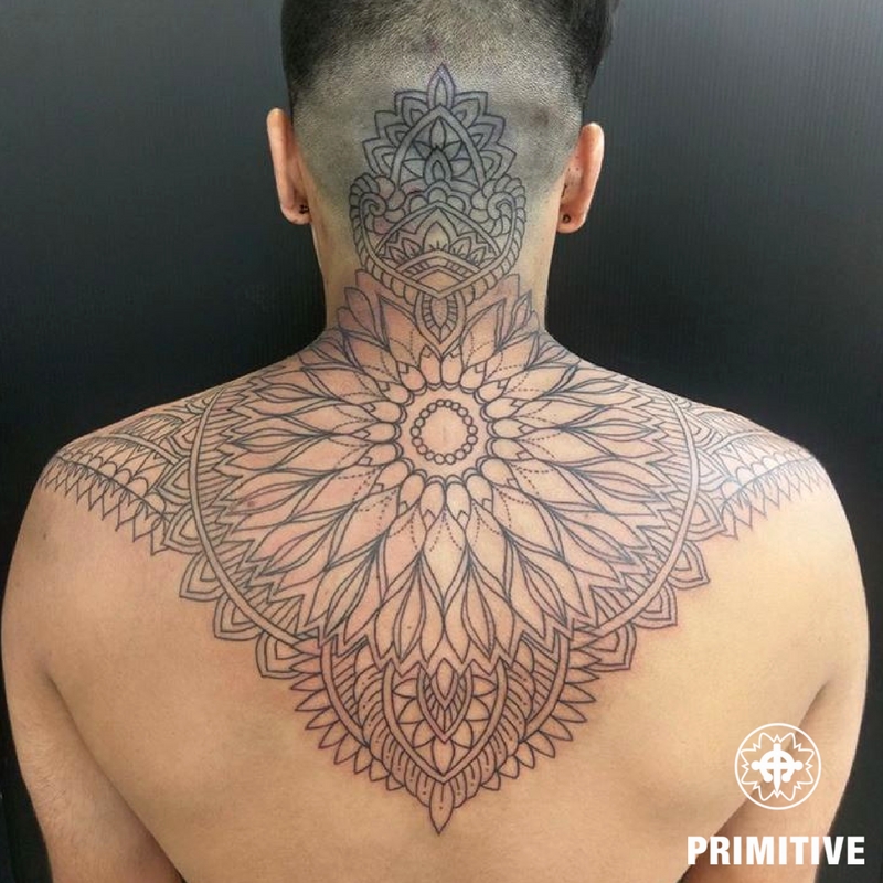 Mandala geometric back piece tattoo – Primitive Tattoo Perth
