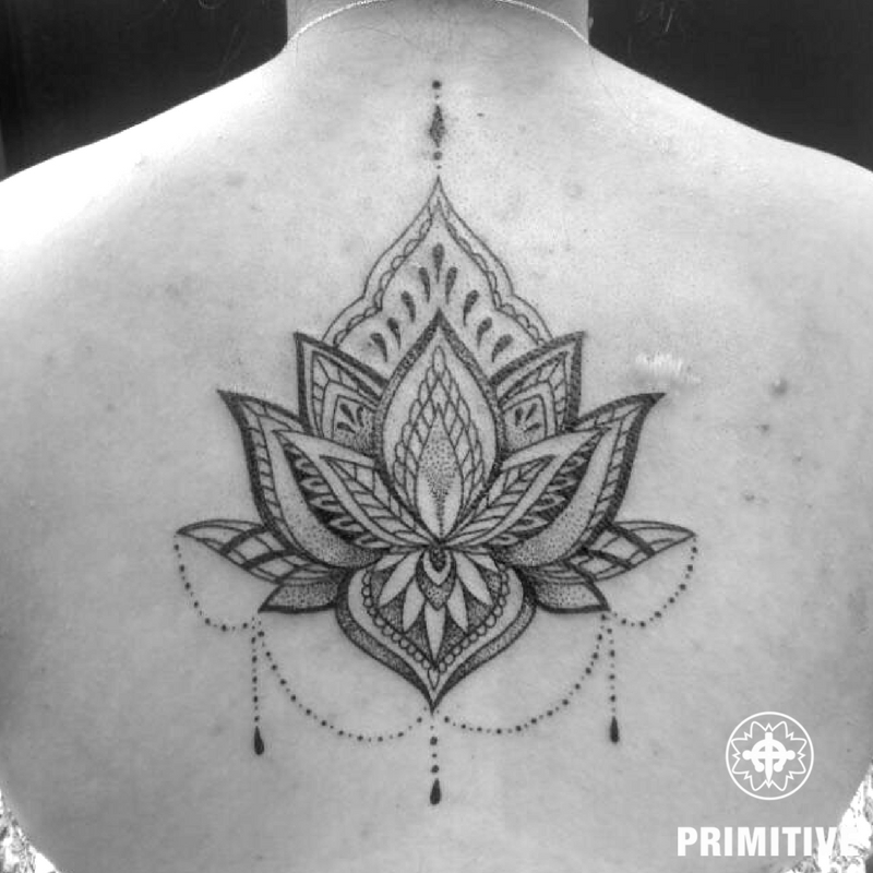 Mandala geometric lotus back piece tattoo – Primitive Tattoo Perth