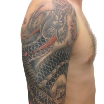 Japanese dragon half sleeve tattoo by Marc Pinto – Primitive Tattoo Perth