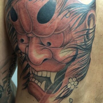 Japanese hannya mask tattoo by Marc Pinto – Primitive Tattoo Perth