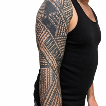 Polynesian tribal full sleeve tattoo by Marc Pinto – Primitive Tattoo Perth