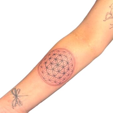 Flower of life geometric forearm tattoo by Nilyu, Primitive Tattoo Perth