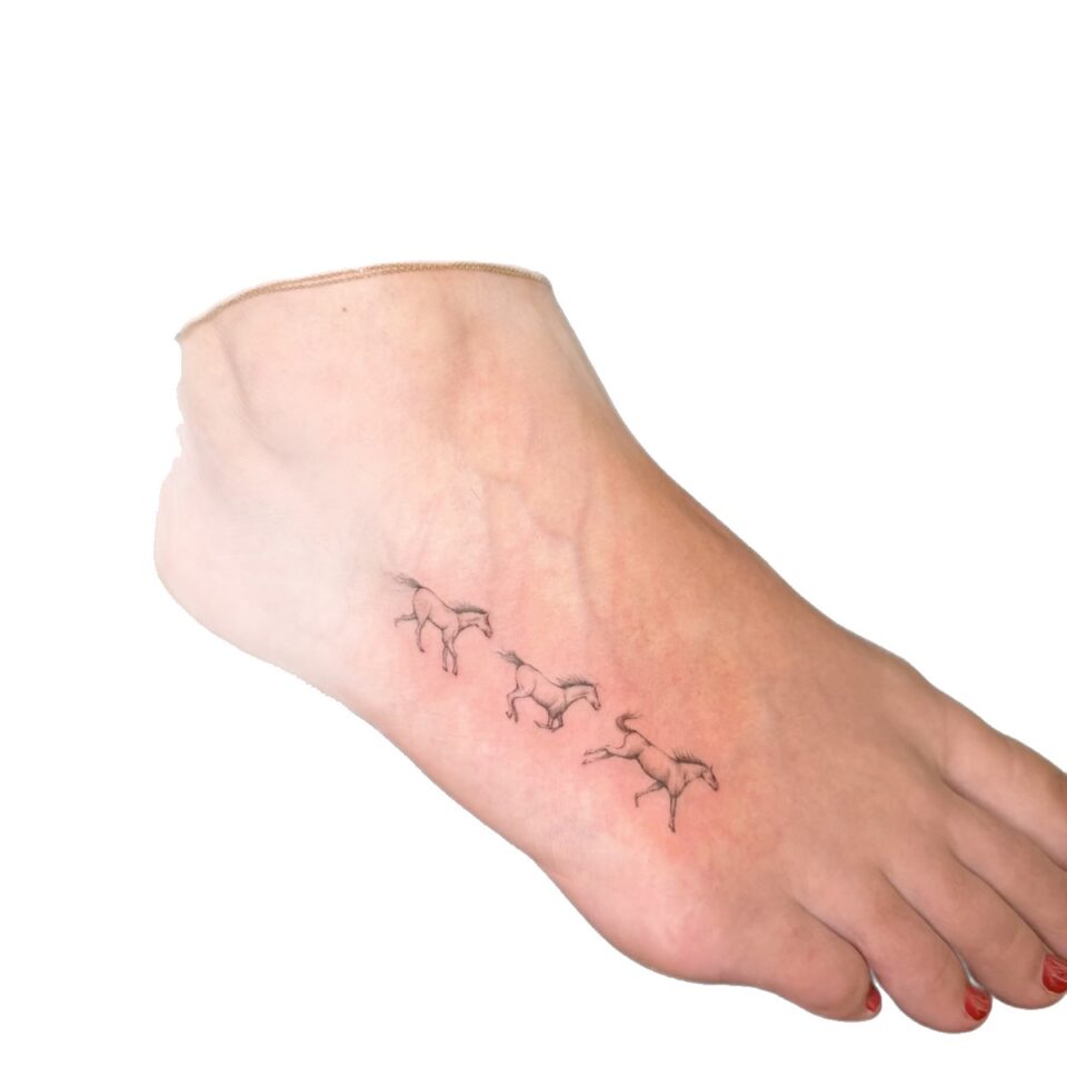 Fine line script foot tattoo by Sarah, Primitive Tattoo Perth