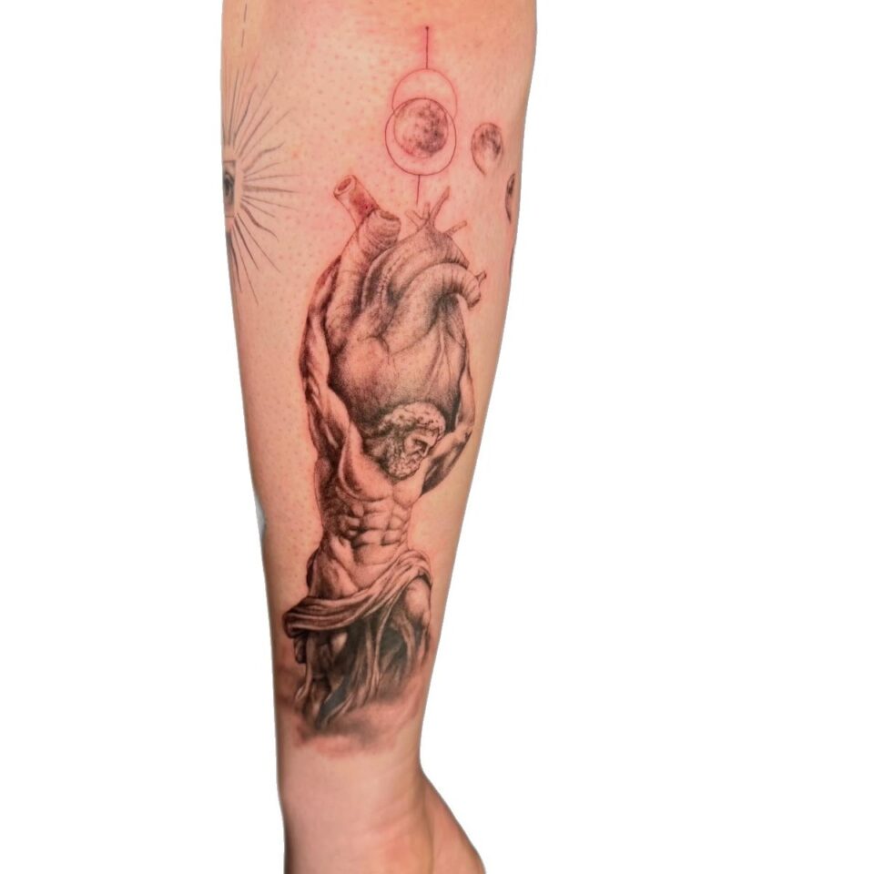 Micro realism figure forearm tattoo by Sarah, Primitive Tattoo Perth